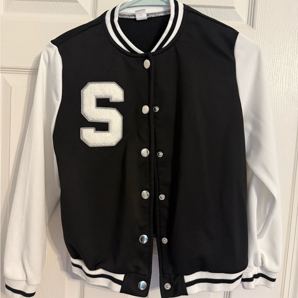 SHEIN Black and White Lettered Jacket